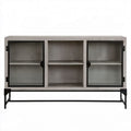 Industrialna szafka RTV z MDF, metalu i szkła 140 × 40 × 80 cm, szaro-czarna